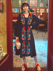 Bohemia A-Line Lace-Up Embroidered Dress