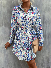 Vacation Irregularity Floral Polo Dress