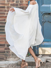 Asymmetric Solid Color Batwing Sleeves Cold shoulder Midi Dresses