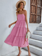 Bohemia A-Line Sleeveless Plaid Dress