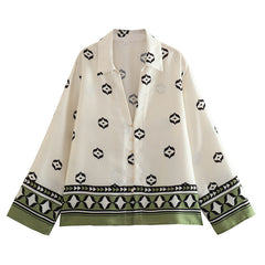 Ethnic Color Block Green Shirt and Pants Set