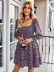 Autumn Square Neck Mini Dress