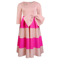 Color Block Bowknot Dress