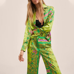 Casual Printed Two piece Shirt and Pants Set Flaxmaker