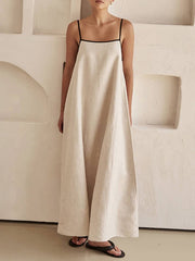 Split-Joint A-Line Loose Spaghetti-Neck Maxi Dresses