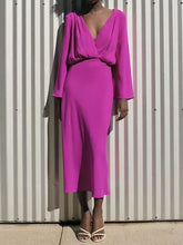 Solid Color Satin Long Sleeves Elegant Maxi Dresses