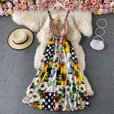 Flaxmaker Sunflower Printed Holiday Backless Dress