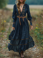 Floral Ruffled Long Sleeves Vintage Maxi Dresses