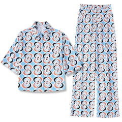 Casual Printed Two Piece Shirt and Pants Sets Flaxmaker