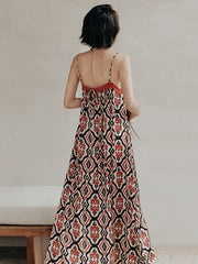 Vacation H-Line Floral Printed V-Neck Dress