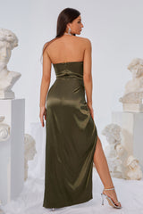 Bandeau Fishbone Slit Dress