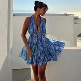 Ethnic Printed Halter Mini Dress