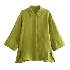 Linen Green Solid color Shirt and Pants Set