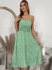 Spaghetti Floral Empire Midi Dress