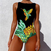 Sleeveless Printed One Piece Swimsuit Flaxmaker