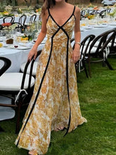 Floral Printed Sleevless Spaghetti-Neck Elegant Wrap Maxi Dresses