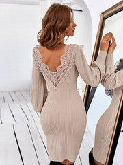 Vacation Wrap Backless U-Neck Dress