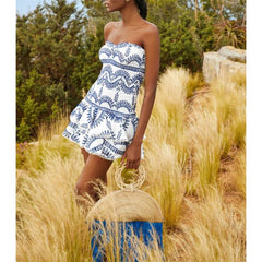 Ruffle Bandeau Embroidery Mini Dress