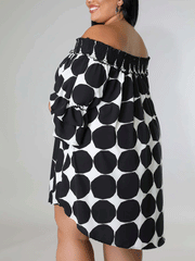 Off Shoulder Dot Midi Dress