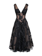 Flower Lace Mesh Sleeveless A-Line Maxi Dresses