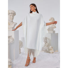 Tassel Hem Halter Casual Midi Dress Flaxmaker