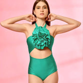 Halter 3D Flower One Piece Swimsuit
