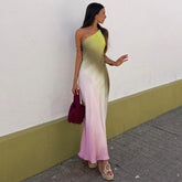 One Shoulder Ombre Printed Dress