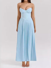 Solid Color Splicng Sleeveless Tube Elegant Maxi Dresses