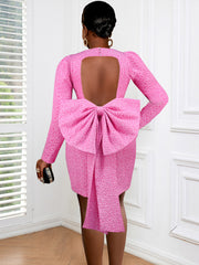 Plus Size Backless Bandage Bowknot Design Dress