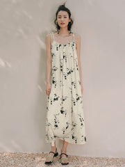 Vacation H-Line Floral Printed U-Neck Dress