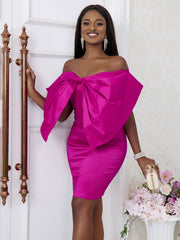 Bandeau 3D Bowknot Pink Mini Dress