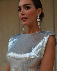 Sequin Tassel Silver Party Mini Dress