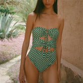 Drawstring Cutout One Piece Swimsuit