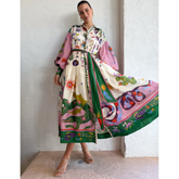 Casual Printed Lace up Dress