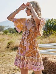 Bohemia A-Line Bowknot V-Neck Dress