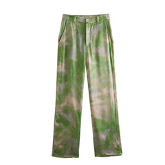 Casual Green Ombre Printed Shirt and Pants Set Flaxmaker