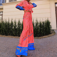 Fashion Casual Red Printed Shirt and Pants