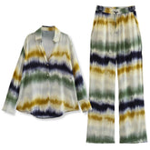 Casual Printed Two Piece Shirt and Pants Set Flaxmaker