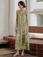 Vacation Sleeveless A-Line Floral Printed V-Neck Dress