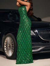 Sequin Crystal Maxi Dress In Green