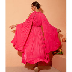 Stylish Cape V-neck Ruffle Maxi Dress Flaxmaker