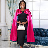 Bowknot Cape sleeves Color Block Dress