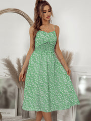 Spaghetti Floral Empire Midi Dress