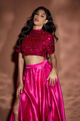 Bowknot Decor Sequin Two Piece Set