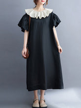 Original Vintage Falbala Contrast Color Midi Dress