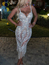 Floral Sequin Back Split Dress