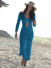 Hollow Sexy Knitting Beach Midi Dresses