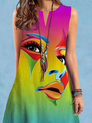 Figure Loose Plus Size V-neck Mini Dresses