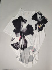 OSHOPLIVE Cover Up Loose Flower Print Cold Shoulder High-Low Long Dress