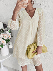 Vacation Loose Solid Color V-Neck Dress